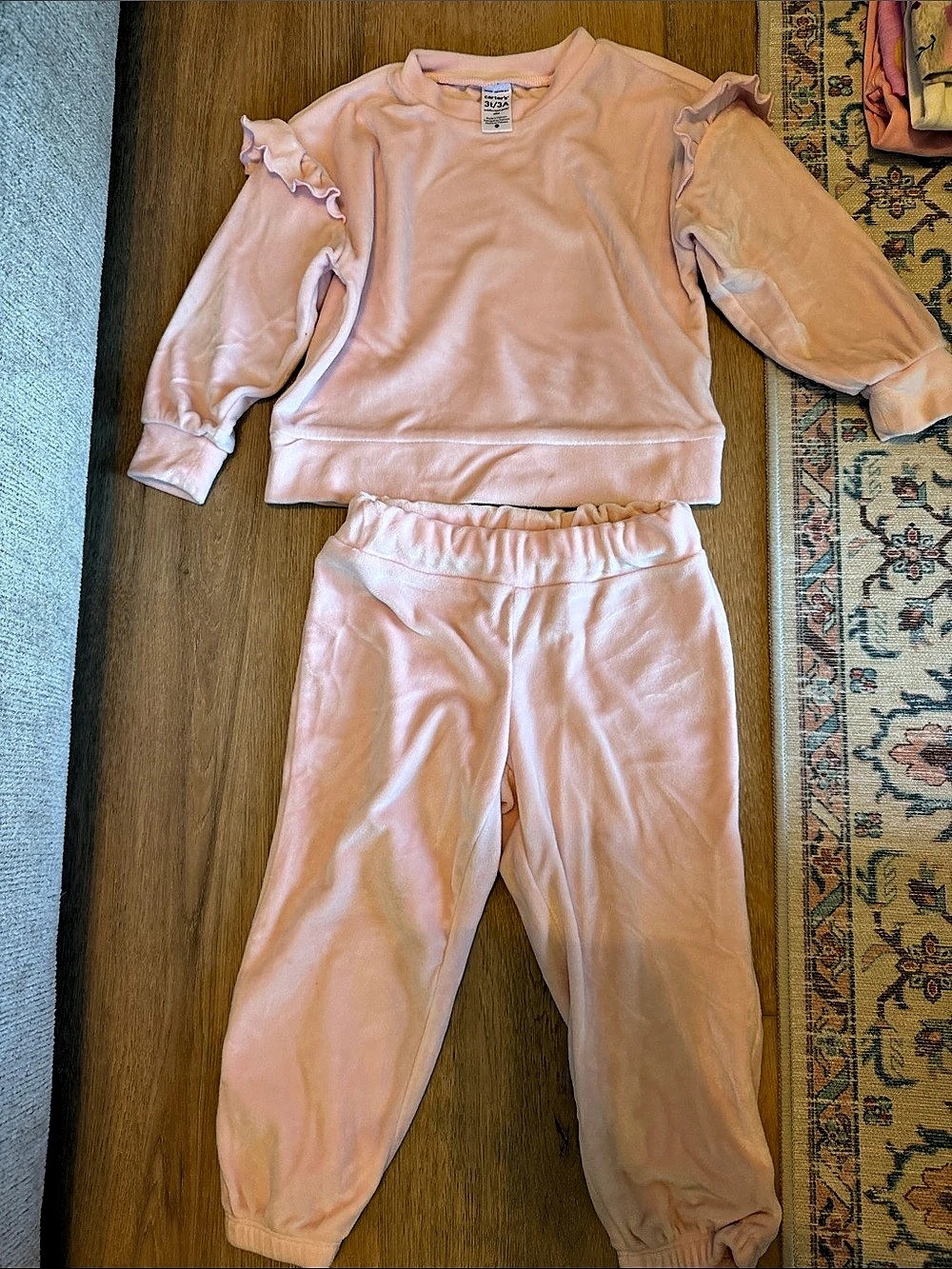 Carter's Velour Ruffle Top and Jogger Set & Jogger Set Pink Girls 3T